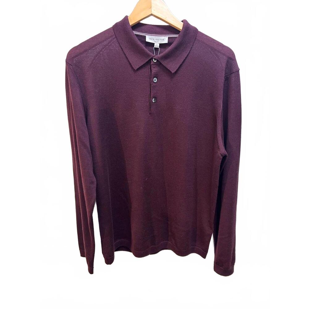 NEW JACK VICTOR men's long sleeve polo in wine